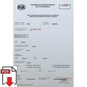 2006 BMW 320Si (E90) FIA homologation form PDF download